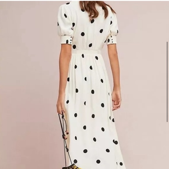Anthropologie Maeve Breanna Faux Wrap Polka Dot Dress (8) - Picture 2 of 5